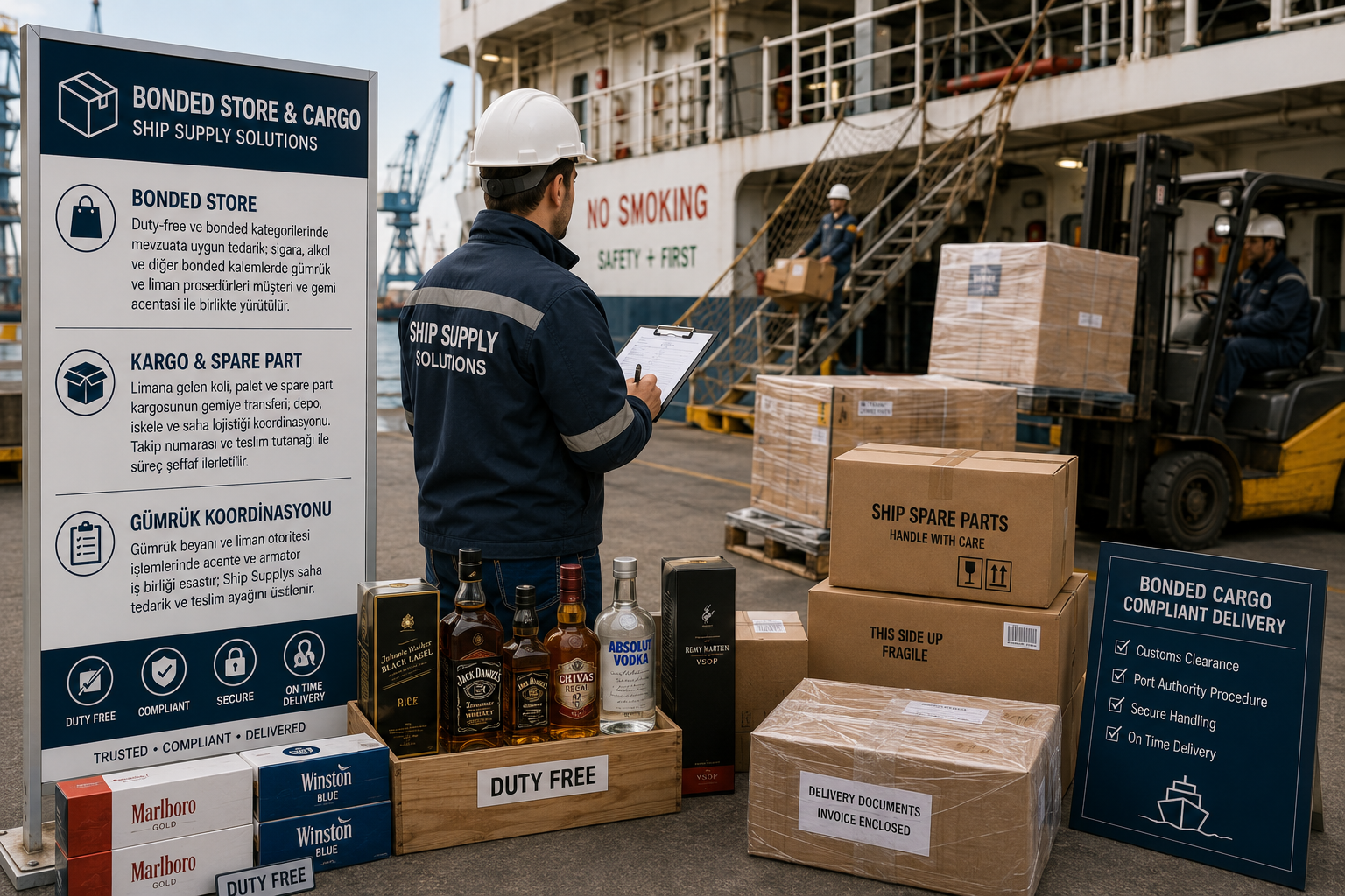 Bonded stores and cargo operations — customs-cleared ship supply delivery in Istanbul port