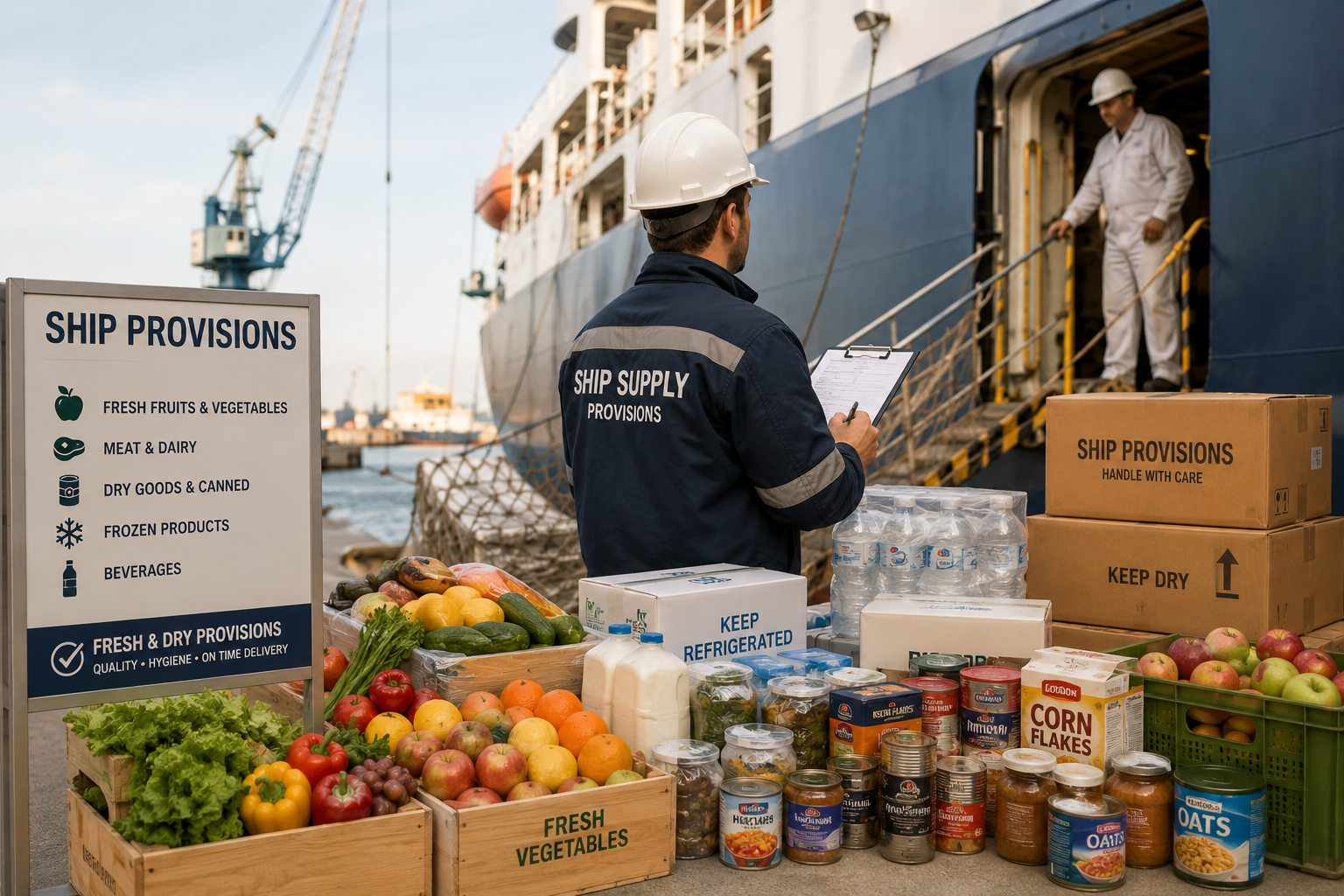 Ship provisions delivery in Istanbul port — fresh, frozen and dry stores